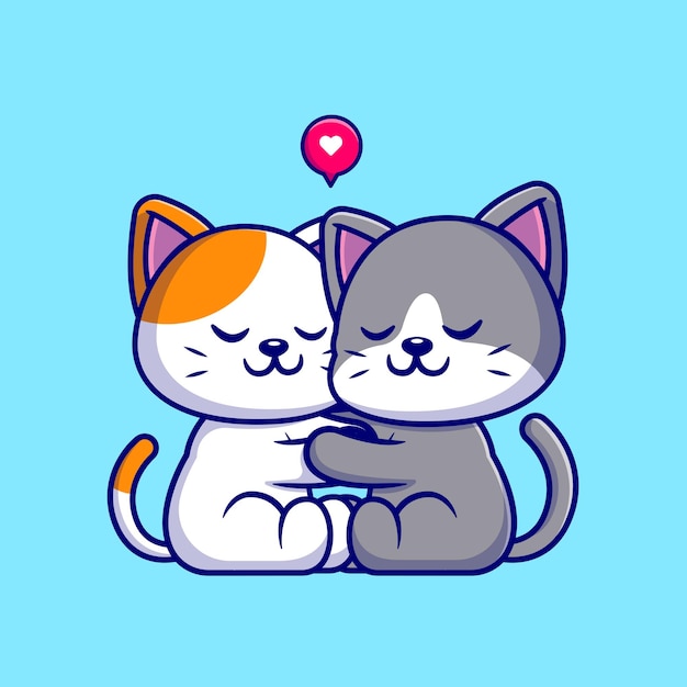 Casal fofo gato abraço desenho animado vetor ícone ilustração animal natureza ícone conceito isolado plano