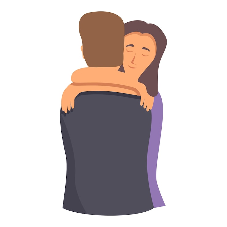Vetor casal forte abraça ícone vetor de desenho animado adulto adorável