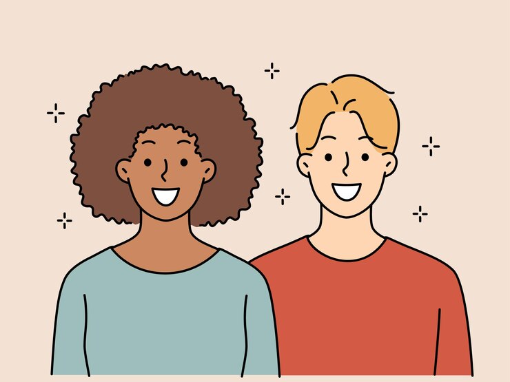 Casal interracial sorridente se sente positivo