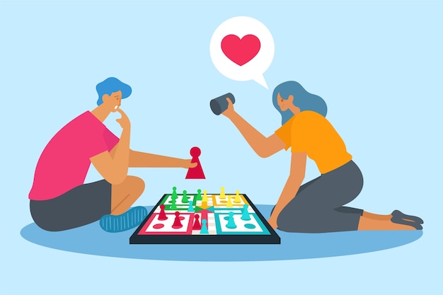 Vetor casal jogando ludo