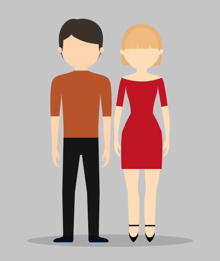 Vetor casal jovem vestindo roupas casuais design colorido