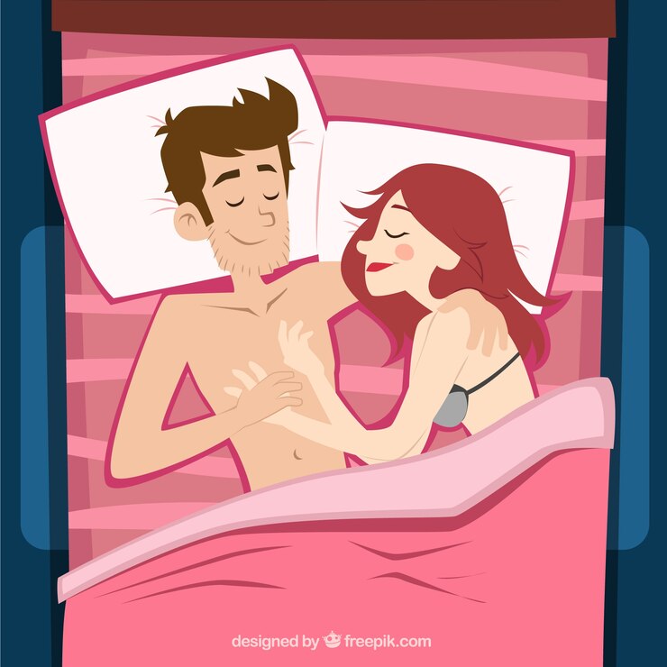 Vetor casal na cama