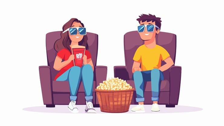 Vetor casal relaxando em home cinema armchair entretenimento e conceito de lazer