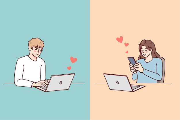 Casal se comunica online com relacionamento à distância