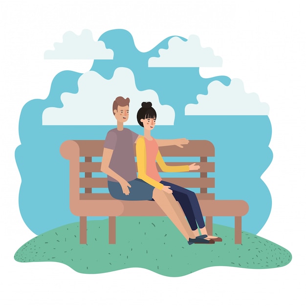 Casal sentado no personagem de avatar do parque cadeira