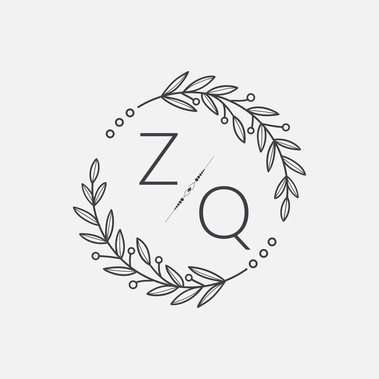 Vetor casamento com monograma inicial zq com linha de círculo criativo