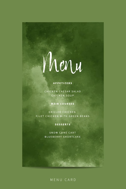 Casamento de cartão de menu modelo com aquarela abstrata