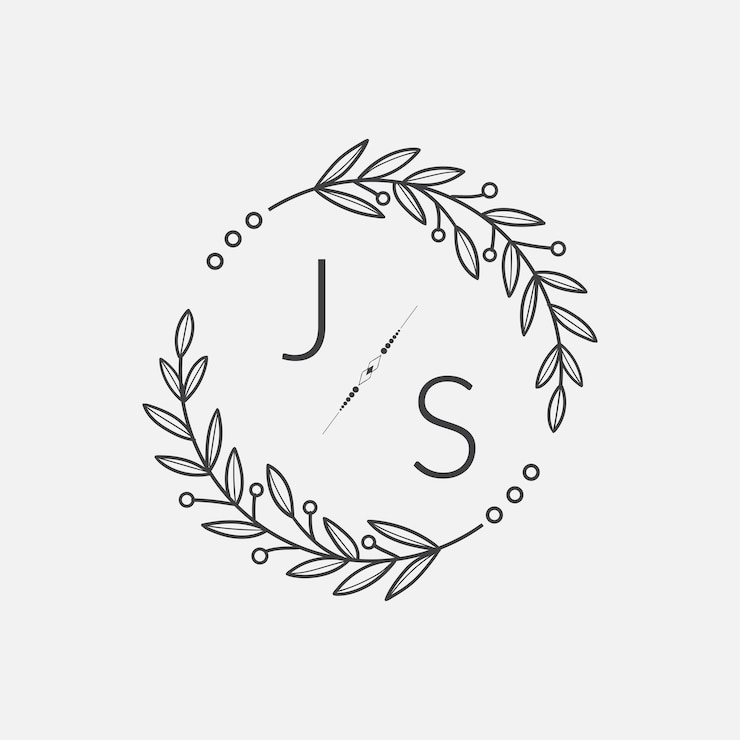 Vetor casamento inicial de monograma js com linha de círculo criativo