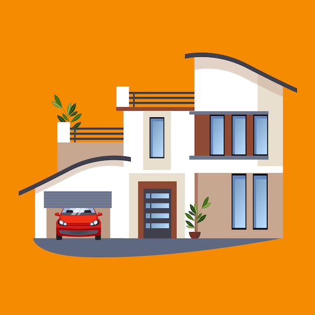 Casas residenciais planas coloridas