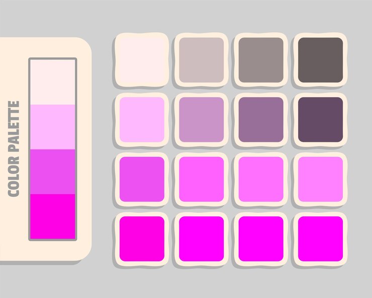 Vetor casca de mar rosa orquídea magenta paleta de cores rgb cores combinadas catálogo de cores harmoniosas