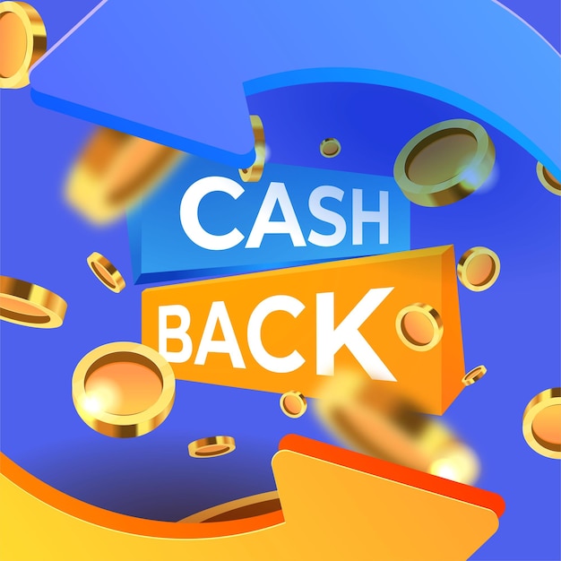 Cash back oferece banners vetoriais com moedas voadoras