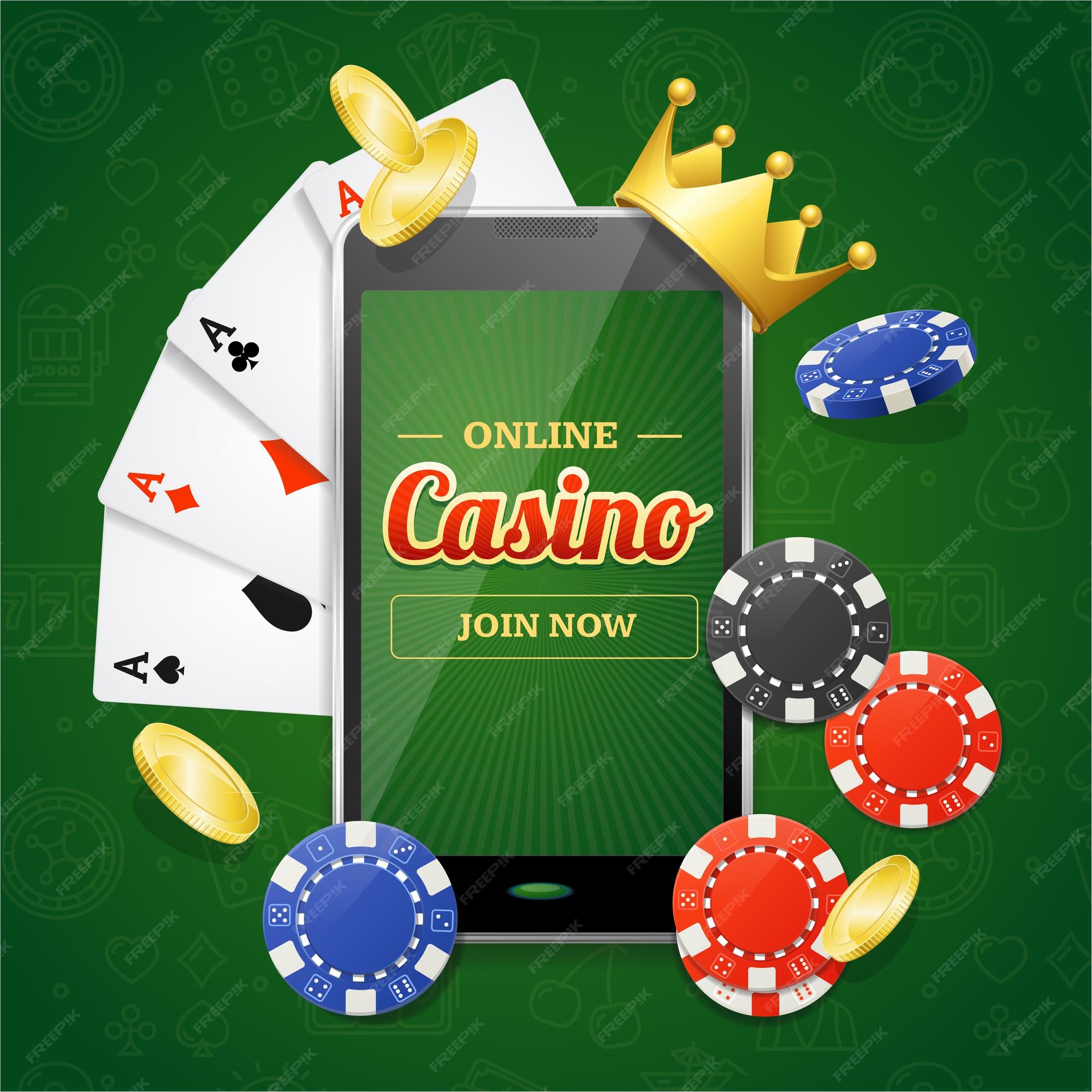 jogo de jogo de casino online com cartas de jogar e chip de casino 2215340  Vetor no Vecteezy