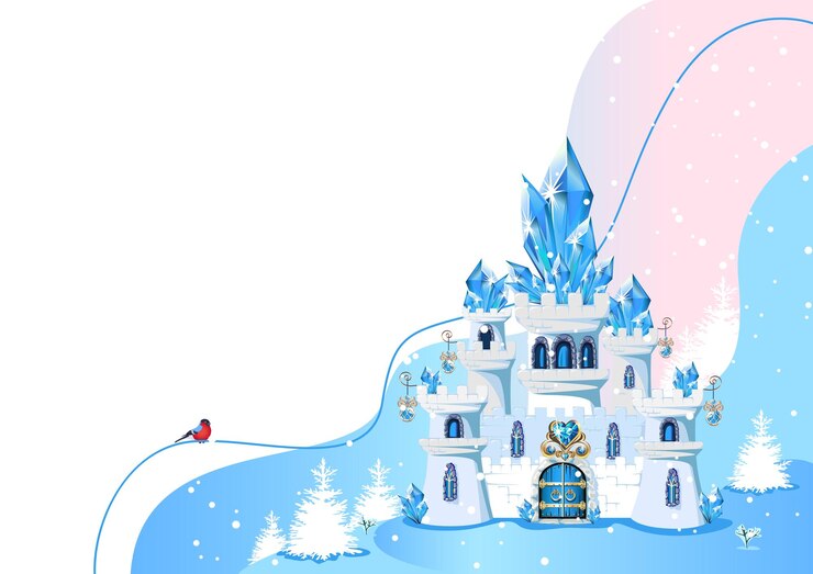 Vetor castelo azul com cristais
