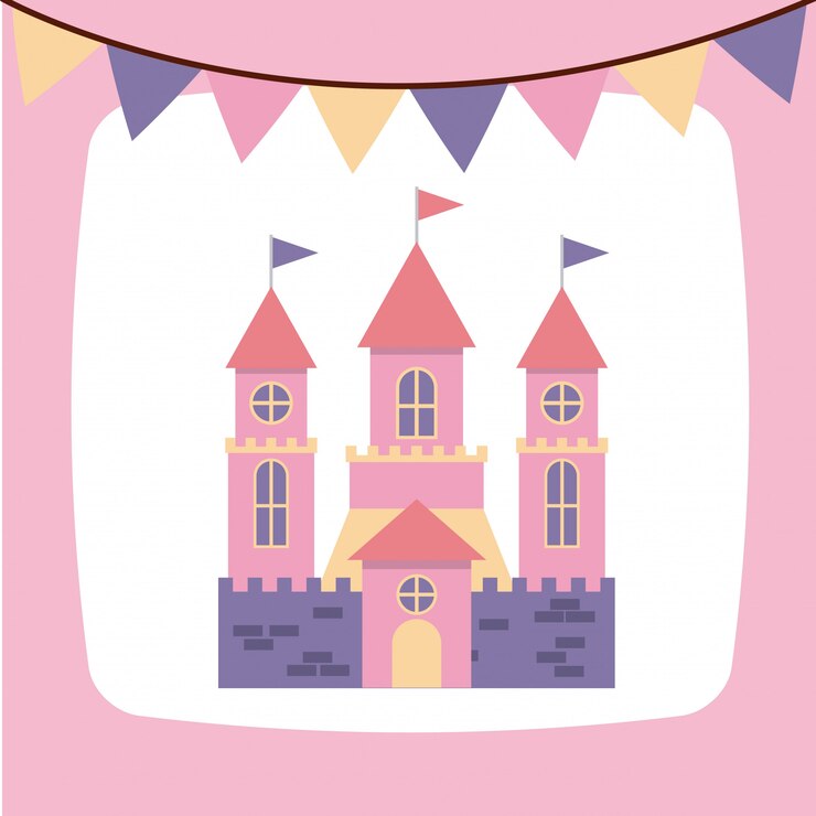 Vetor castelo de fantasia rosa fofo
