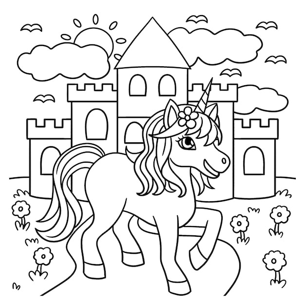 vector desenho de unicornio para criança colorir Stock Illustration