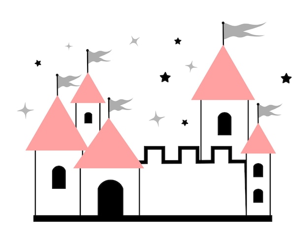 Castelo em fundo branco doodle