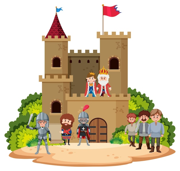 Castelo histórico medieval com família real