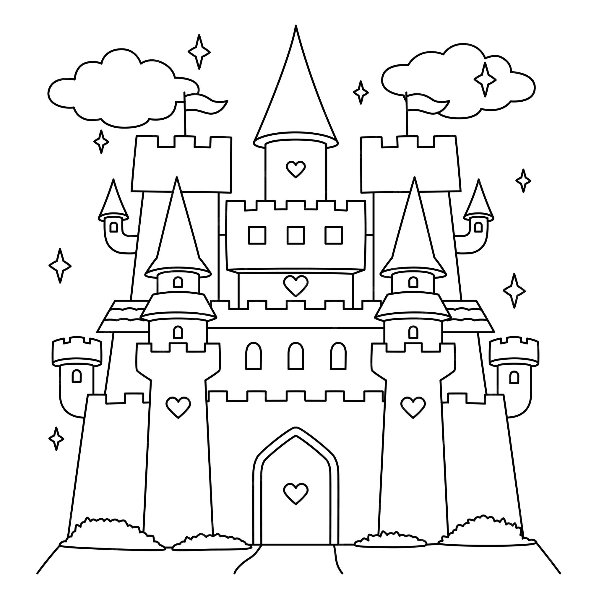 Castelo de unicórnio para colorir para crianças 5723518 Vetor no