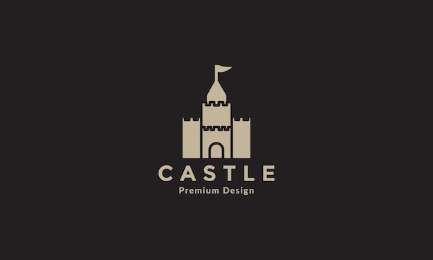 Vetor castelo plano antigo com design de ilustração de ícone de vetor de símbolo de logotipo de torre