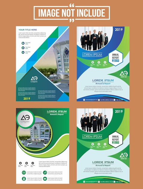 Catálogo de revistas de brochuras com layout de capa para relatório anual
