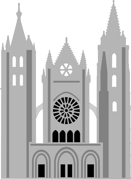 Vetor catedral de len espaa fachada principal de la catedral com suas duas torres do século xiii