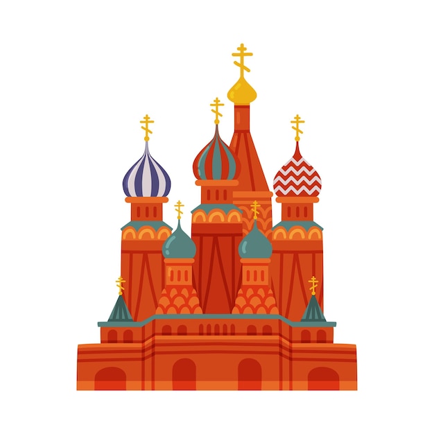 Catedral de São Basílio como Igreja Ortodoxa Russa na Praça Vermelha de Moscou Ilustração vetorial