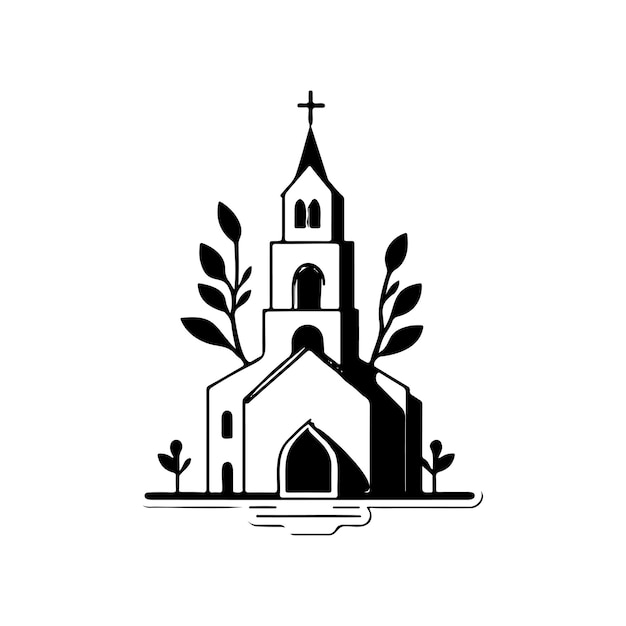 Vetor catedral ícone desenho à mão cor preta domingo de páscoa logotipo elemento vetor e símbolo