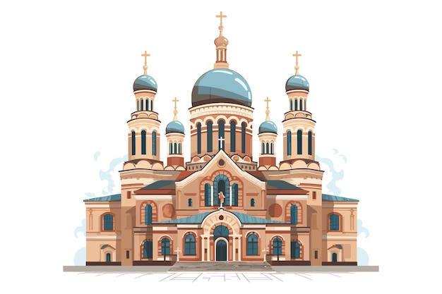 Catedral ou igreja como ilustrações vetoriais gráficas planas do atributo do país da geórgia isoladas no fundo branco