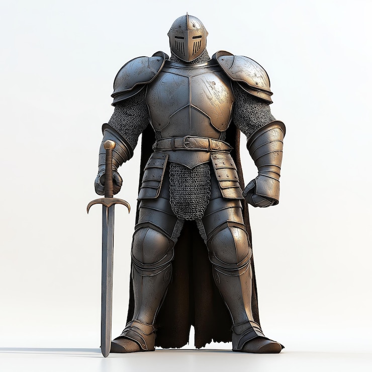 Vetor cavaleiro de desenho animado com espada