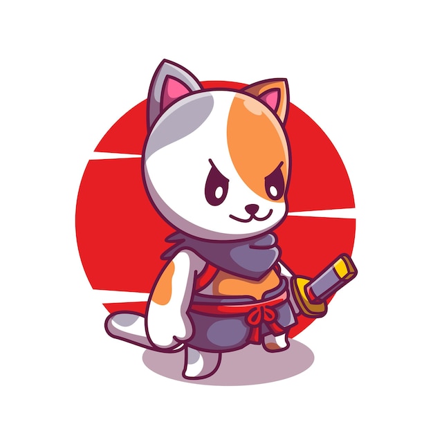 Grupo Bonito Do Gato Do Ninja Dos Desenhos Animados Ilustração do Vetor -  Ilustração de samurai, jogo: 89671067