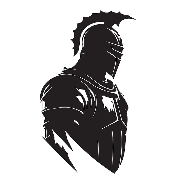Vetor cavaleiro medieval em logotipo de vetor de armadura simples ícone moderno e limpo de um guerreiro com escudo e capacete