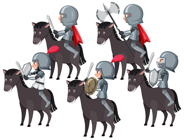 Cavaleiros cavalgando em fundo branco