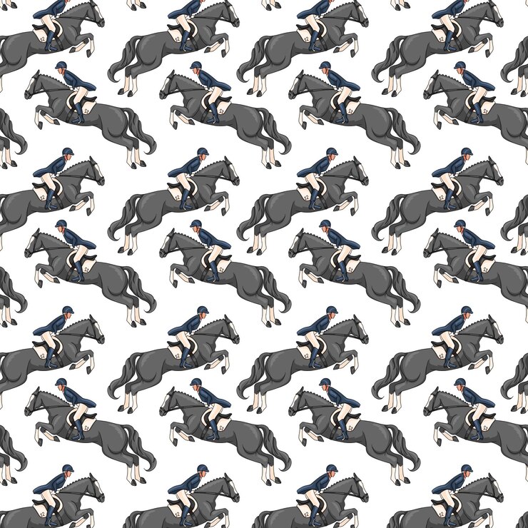Cavalgando. Padrão uniforme. Padrão com cavalos.