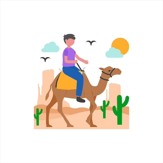 Cavalgar de camelo no deserto