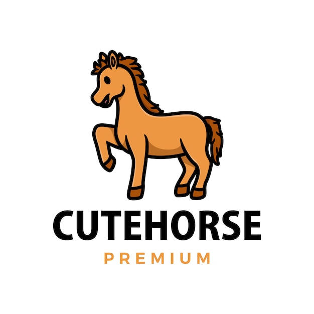 Cavalo bonito dos desenhos animados logotipo icon ilustração