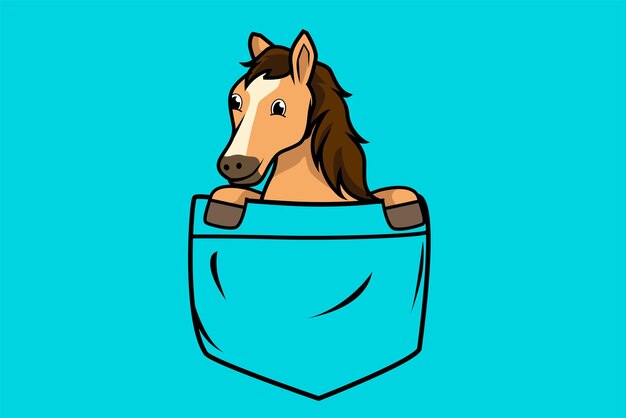 Vetor cavalo bonito no conceito de desenho animado de bolso isolado