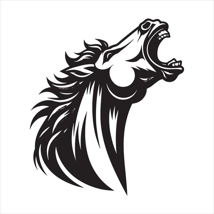 Vetor cavalo braying mordendo svg