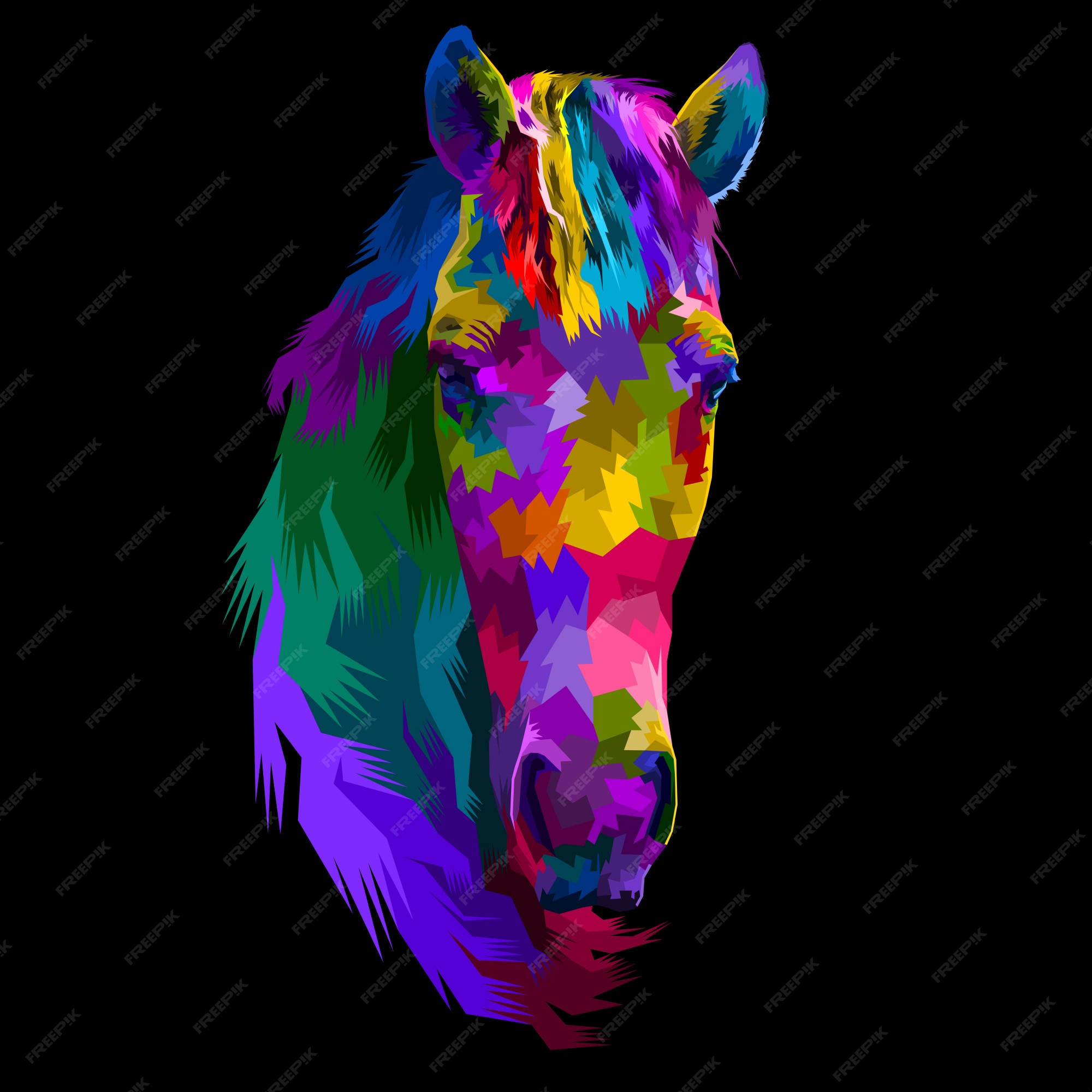 Baixe Obra de Arte de Cabeça de Cavalo Colorida PNG - Creative Fabrica