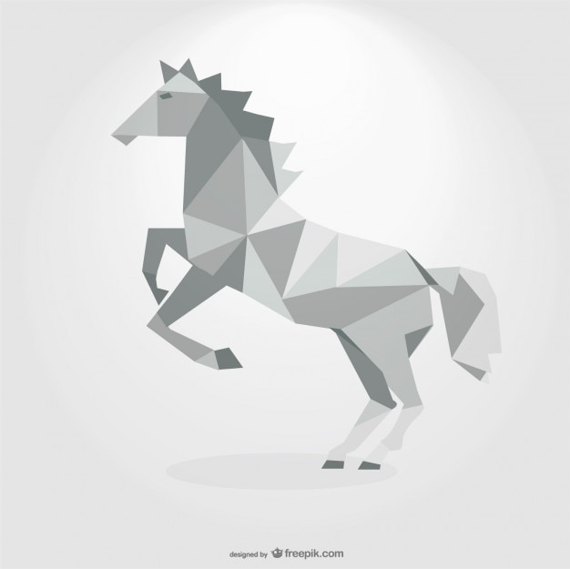 Cavalo concepção geométrica triângulo cinza poligonal