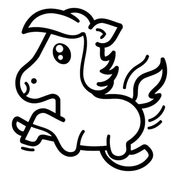 Cavalo correndo clipart vetorial personagem de desenho animado de cavalo bonito