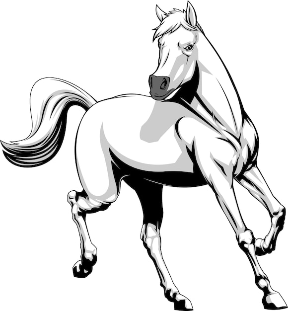 Cavalo correndo ilustração vetorial de design gráfico desenhada à mão isolada em fundo transparente