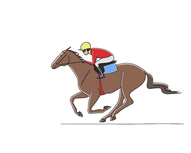 Ilustração Uma Corrida Cavalos Jóquei Visto Lado Fundo Branco
