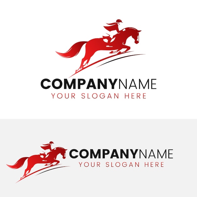 Vetor cavalo de salto com design de logotipo de homem