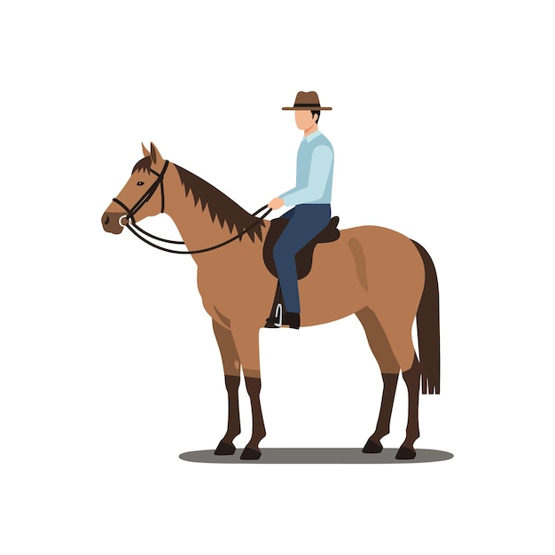 Cavalo e cavaleiro em estilo de design plano mostrando movimento em arte vetorial
