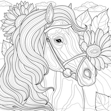 Desenhos para colorir de desenho de um cavalo selvagem para