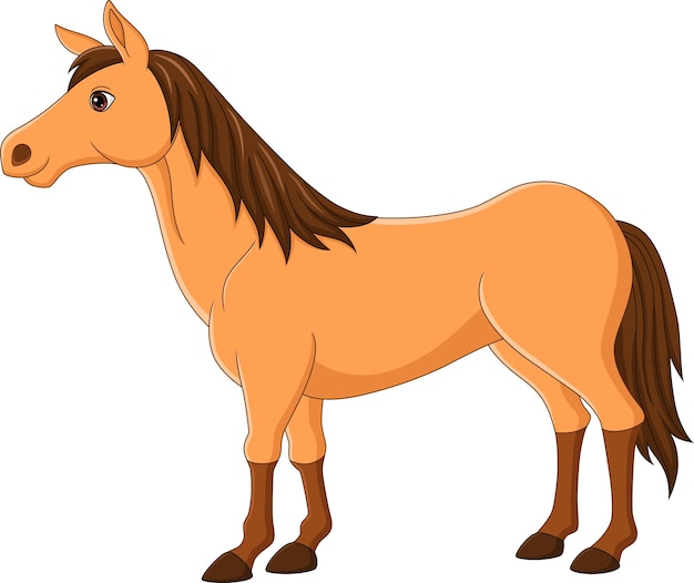 Cavalo marrom de desenho animado em fundo branco