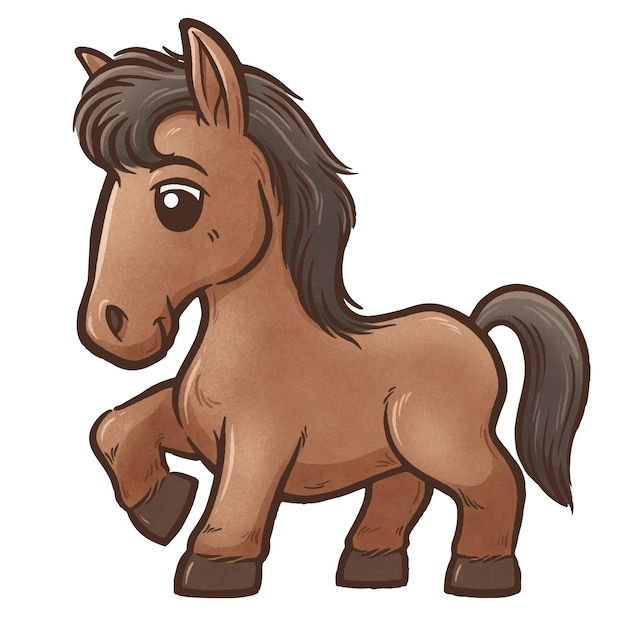 Cavalo marrom de desenho animado