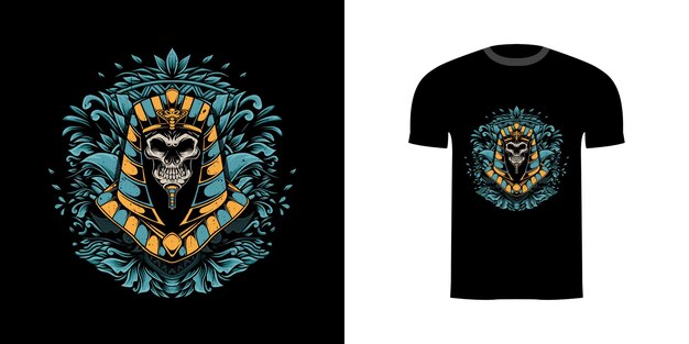 Caveira anúbis com gravura ornamento camiseta