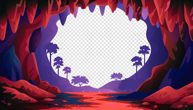 Caverna na paisagem de vetores da selva