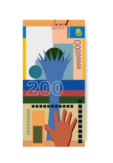 Cazaque Tenge Vector Illustration Conjunto de dinheiro do Cazaquistão notas de pacote Dinheiro de papel 200 KZT